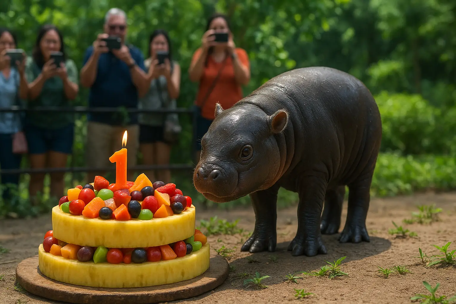 Moo Deng erster Geburtstag Hippo Bangkok