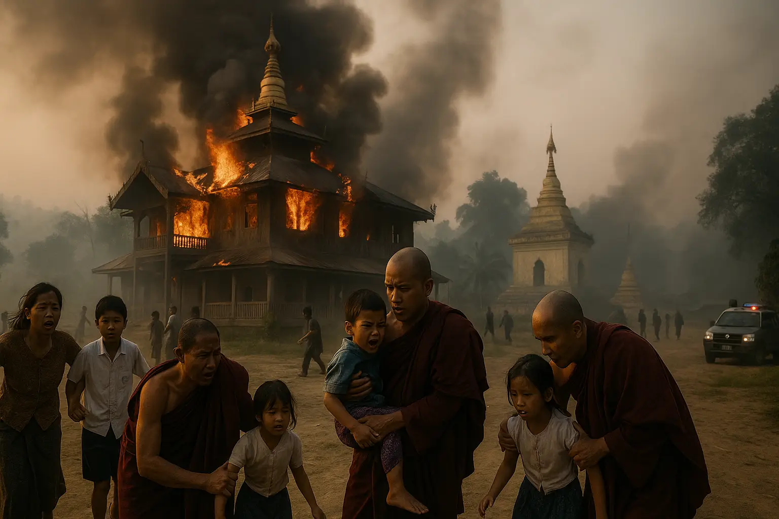 23 Tote bei Luftangriff auf Kloster in Sagaing