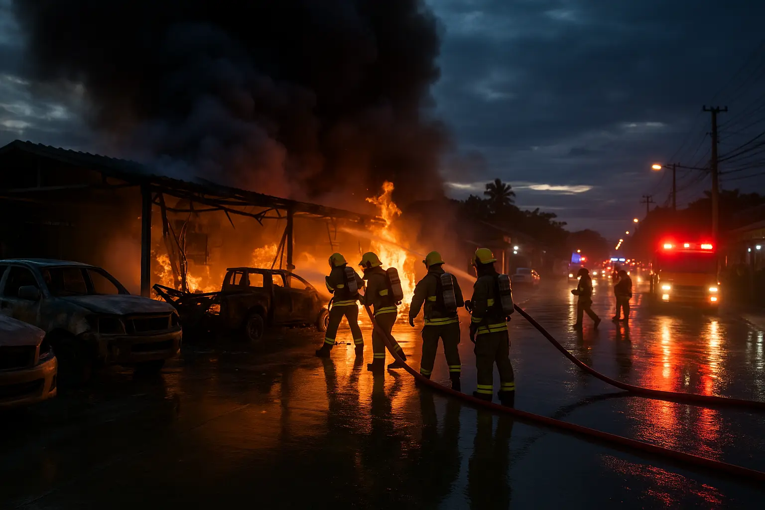 Feuer in Autowerkstatt bei Pattaya