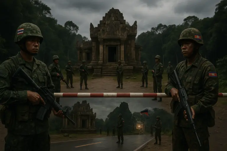 Grenze Thailand zu Kombodscha und Soldaten
