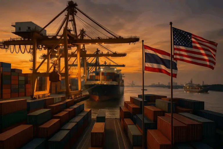 Thailand Hafen bei Sonnenaufgang Import Export