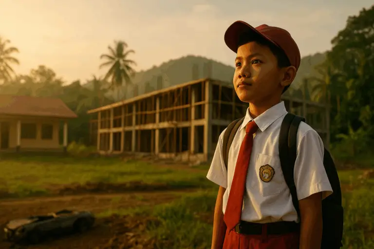 Indonesisches Schulkind hoffnungsvoll